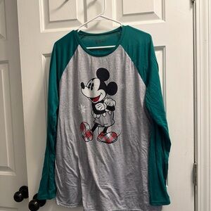 Disney Teal and Gray Mickey Mouse Long Sleeve Tee